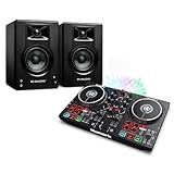 Numark Party Mix II e M-Audio BX3 - Console DJ a 2 Canali con Scheda Audio e Luci, Casse da tavolo con suono professionale - 120 W