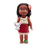 Disney Store Bambola di Vaiana della collezione Animator, 39 cm/15, con capelli realistici applicati, outfit, morbido peluche di Pua in raso imbottito, bambola da collezione, età 3+