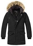 ZSHOW Cappotto Foderato Imbottito Coat Hood Warm Windproof Overcoat Work Winter Giaccone Antivento Bambino Nero 140-146