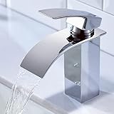 CECIPA Rubinetto Lavabo Cascata, Rubinetto Bagno Cascata con beccuccio Altezza 84 mm Miscelatore Lavabo Cascata Calda e Fredda Regolabile Miscelatore Bagno in Inox