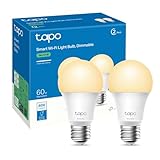 Tapo L510E Lampadina Wi-Fi E27, Funziona con Amazon Alexa e Google Home, 806 Lumen, 9W, Giallo Caldo Dimmerabile dall  1% al 100%, 2700 K, Controllo da Remoto, Confezione da 2 Pezzi