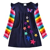 VIKITA Vestito Manica Lunga Striscia T-Shirt Cotone Bambine e Ragazze Lh5808 5-6 Anni