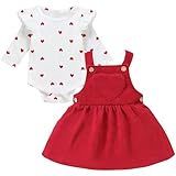 Asmea Vestiti Neonato Femmina Body Neonata Maniche Lunghe a Volant + Bretella Gonna Regalo Neonata Femmina Abbigliamento Bimba Completo Bambina Tutina Neonato 3-6 Mesi Femmina