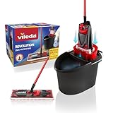 Vileda Revolution Box, Sistema Lavapavimenti Con Secchio E Piastra Piatta, 2 Panni In Microfibra, Per Tutti I Tipi Di Pavimento, Manico 3 Pezzi, Nero/Rosso, ‎40 x 28.3 x 28.5 cm, 1.53 Kg