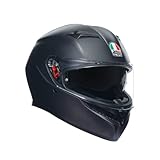 AGV - Casco K3 E2206 MPLK, Casco Moto da Uomo, Casco Integrale ECE con Assorbimento del Sudore, Spoiler, Prese d Aria e Visiera Antigraffio Anti UV, con Predisposizione Interfono, Nero