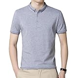 KALUNYA Polo Affari Uomo Polo Camicia Uomo Funzioni Polo Uomo Manica Corta Polo Uomo Polo Camicia Manica Corta Uomo Polo Manica Corta Uomo Golf Polo T-Light Grey 3XL