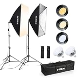 FGen Softbox - Set di luci a LED per Studio Fotografico, 2 x 50 x 70 cm, 85 W, 2700 – 6400 K, 2 m, con treppiede per Youtube, Tiktok, registrazioni Video, Studio Ritratti, Fotografia