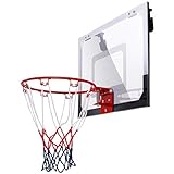 RELAX4LIFE Basketball Backboard Tabellone da Basket a Muro Trasparente,con Canestro Diametro 22 cm, per Interno e Esterno, 45 x 30 cm