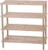 Maury s Scaffale Woody 3 Piani 80x26xh49 In Legno Naturale (4 Ripiani, Legno Naturale)