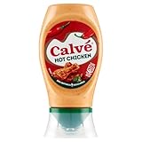 Calvé Salsa Hot Chicken Piccante, Formato 250 ml, Delicata, con Cayenna e Peperoncino, Ideale per Bocconcini di Pollo e Spiedini, Vegetariano, Senza Glutine, Bottiglia 100% Riciclata