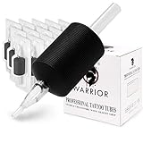 WARRIOR Tubi Tatuaggio/Tattoo Grip Monouso con Punta Lunga in Gomma Morbida 30 MM Tubi per Impugnuature 5 Round Liner Round Shader Conf.da 15 pz (1.2/5R)