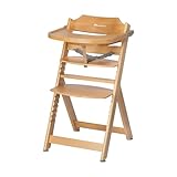 Bebeconfort Timba Seggiolone Evolutivo in Legno, 6 mesi-10 anni, 30 kg, Seggiolone Pappa per bambini, con Vassoio, Seduta e poggiapiedi regolabili, compatibile con sdraietta Timba Baby legno naturale