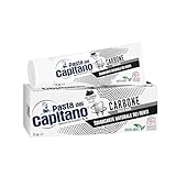 Pasta del Capitano, Dentifricio Carbone Vegetale Attivo Bio, Sbiancante Naturale dei Denti in Pasta Nera, Efficace contro le Sostanze che Macchiano lo Smalto, 100% Made in Italy, Tubetto da 75 ml