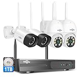 【PTZ+5MP】Hiseeu 5MP Kit Videosorveglianza WiFi,360° Visione Notturna a Colori,10CH NVR con 1TB HDD 4x5MP Telecamere WiFi,Registrazione 24/7 Sistema,Rlevamento Movimento Alarm Accesso Remoto Alexa