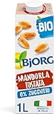 BJORG Bevanda di Mandorla Tostata Biologica 0% Zuccheri, Bevanda Vegetale a Basso Contenuto di Grassi, Ideale per Tè e Cappuccino, Senza Glutine, Gusto Intenso, Vegan, Prodotto in Italia, 1L