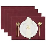 Set di 4 Tovagliette Americane vino Rosso 49x33 cm in Cotone Tovagliette da Cucina Accessori Ristorante Tovagliette Decorative Pranzo