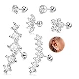 CASSIECA 6 pezzi Cartilagine Orecchini in Acciaio Inossidabile per Donne Ragazze Orecchini in Fiore Conch Barbell Piercing Tragus Helix Body Piercing Gioielli 16G