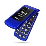 SweetLink GSM Telefono Cellulare per Anziani, Flip Cellulari Anziani con Tasti Grandi, Telefoni Anziani Contatti con Immagini, Volume Alto, Funzione SOS, 2.4"+1.77" Doppia Display, Blu