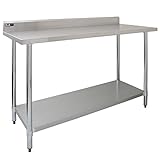 KuKoo - Tavolo in Acciaio Inox da Cucina Ristorante, Acciaio Inossidabile Resistente alla Corrosione per Albergo Bar Hotel Catering Pub Largo Bancone Professionale- 150cm