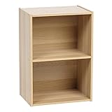 Iris Ohyama Mobile, librerie larghe 40cm, Scaffale Angolare da Parete in Legno, 2 Livelli, Marrone Chiaro, Il comodino, Modulare, Aperto, Per Soggiorno, Ufficio, Camera, Libri, Montaggio Facile,