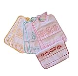 Confezione 6 Bavaglini Disegni assortiti con tela aida per ricamo punto croce, con elastico, cm 24 x 30 per Bambino e Bambina (Bimba)