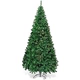 RELAX4LIFE Albero di Natale Artificiale 210cm, Albero Natalizio Realistico e Classico, Albero Decorativo in PVC di Alta Qualità con Base Resistente, per Salotto e Ufficio