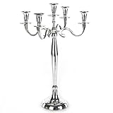 Gräfenstayn Candelabro portacandele 1, 3 o 5 bracci - Varie Misure - candelabro Color Argento, Nero, Bianco od Oro (M, Argento)