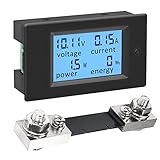 KETOTEK Amperometro Voltmetro Wattmetro da Pannello DC 6.5-100V con 100A Shunt, Digitale Contatore Misuratore di Tensione Corrente Elettrica Potenza Energia LCD per Auto Moto Sistema Solare