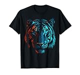 Tigre in rosso e blu - Animal Art Tiger Maglietta