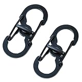 2 Pezzi Mini Durable In Acciaio Inox a Doppio Moschettone Ganci Unisex Evita che Chiavi e Altri Piccoli Accessori Cadano 35 mm di Lunghezza x 15 mm di Larghezza x 1,5 mm di Spessore (Nero)