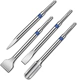 HYCHIKA Set di scalpelli SDS Plus - 4pcs composto da scalpello per piastrelle da 40 mm, scalpello piatto da 20 mm, scalpello a canale da 25 mm e scalpello a punta per piastrelle, calcestruzzo, pietra