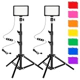 Luce Foto-video LED 2-Pack, Ci-Fotto Dimmable 5600K USB LED Luce Continua Fotografia con Treppiedi e Filtri Colore per Studi Fotografici, YouTube, TikTok, Registrazione Video, Streaming di Gioco