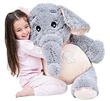 IKASA Elefante Gigante Animale di Peluche Regali di Morbido Giocattolo (Grigio, 100cm)