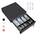 Tera Cash register drawer chest with 4 banknote and 6 coin cash tray for POS system, removable compartment, 12V, RJ12 key lock, multimedia slot for shops and companies, 330R