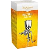 Browin 408500 - Macinino manuale per grano con imbuto alto per macinare malto in birra, farina a pane, mais e piselli argento