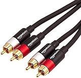 Amazon Basics 2 cavi audio RCA per amplificatori, diffusori attivi o subwoofer, con connettori placcati oro, 1.22 m, nero