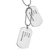 Flongo Collana con Pendente da Uomo Piastrine Militari Dog Tag Personalizzato