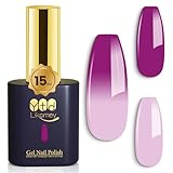 YTD Likomey Smalto Semipermanente per Unghie in gel,15ml UV LED che Cambia Colore con la Temperatura Smalti Semipermanenti per Unghie Camaleonte Manicure Nail Polish-Viola Chiaro Viola,WB12