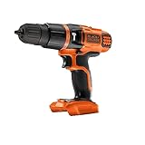 BLACK+DECKER, Trapano/Avvitatore a percussione 18V Litio (unità senza batteria e senza caricabatterie. BDCH188N-XJ