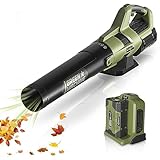 Soffiatore a batteria Green Machine 62V 4Ah, potente motore brushless, regolazione della velocità a 8 marce, volume d aria massimo 655 cfm, per cortile, prato, giardino, ecc