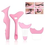 4pcs Eyeliner Guide Tool, Multiuso Eyeliner Stencil in Silicone Stencil per Eyeliner Occhi Protezione per Mascara in Silicone per Principianti Occhi, Trucco Cuscinetti per Stencil (Rosa)