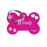 MAMIPets MEDAGLIETTA cane OSSO con incisione LASER (Medio, Fucsia)