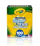 CRAYOLA Super Tips - Pennarelli Lavabili a Punta Media, Confezione da 100 Pezzi in Colori Assortiti, Tutti diversi, Età Consigliata: da 3 Anni, 58-5100