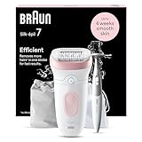 Braun Silk-épil 7 Depilatore Donna, Epilatore Elettrico Donna Con Testina Ampia Per Una Epilazione Semplice, Wet & Dry, Pelle Liscia a Lungo, Con Rifinitore Bikini Styler, 7-210, Bianco/Rosa