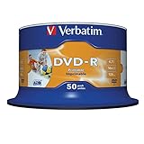 Verbatim DVD-R 4,7 GB 16x vergini full ink wide printable stampabili 120 min. in campana da 50 pezzi (43533)