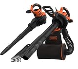 BLACK+DECKER Soffiatore/Aspiratore/Trituratore a filo con ZAINO e RASCHIETTO per i detriti più ostinati 3000 W. BEBLV301-QS