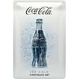 Nostalgic-Art Targa Vintage Cola – Ice White – Idea Regalo per Amanti della Coca, in Metallo, Bianco, 20 x 30 cm