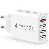 Caricatore USB Multiplo, Presa USB Multipla 4-Porte 33W Caricatore Rapido Spina USB Alimentatore USB Caricabatterie USB Caricatore Cellulare Veloce per iPhone 14 13 12 11 XS 8,iPad,Samsung S23 S22 S21