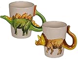 Bada Bing - Set di 2 tazze - 3D - Capacità: 250 ml - T-Rex, triceratopo, stegosauro e Raptor - Ideale come regalo