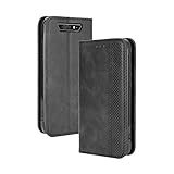 HAOTIAN Leather Folio Cover per Blackview BV5500 Plus Cover, PU + TPU Leather Wallet Case, Premium Filp Cover Custodia in Pelle Portafoglio con Funzione Stand, Nero